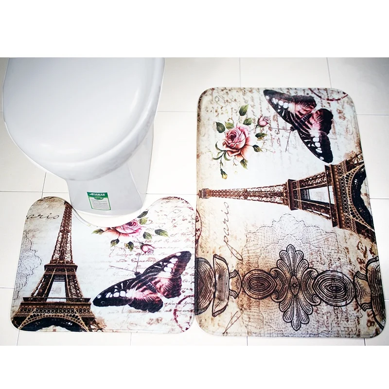 Soft Paris Eiffel Tower Bathroom Toilet Mat