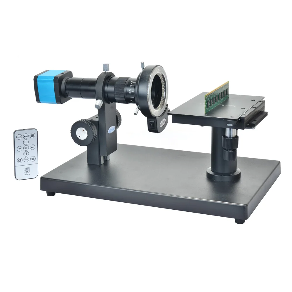 

14MP HDMI HD USB Digital Industry Video Microscope Camera + Horizontal Microscope Table Stand + 180X C-MOUNT Lens+144 LED Light