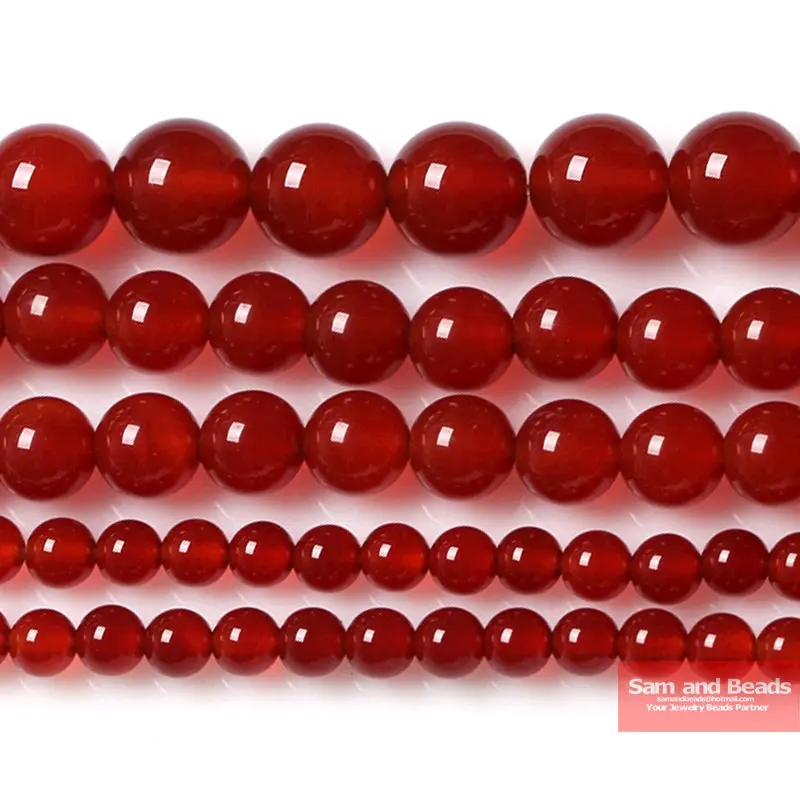 

Natural Stone Smooth Round Red Agata Beads For Bracelet Necklace Making SRB01