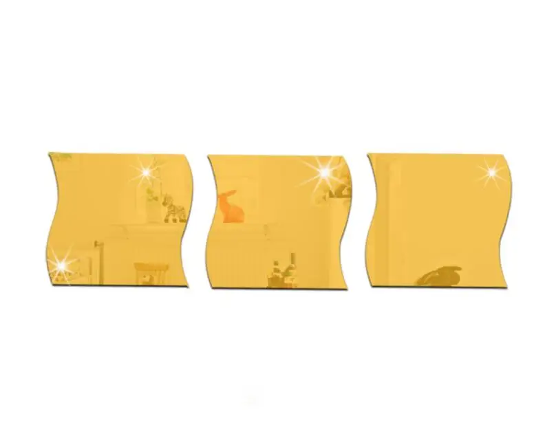 Funlife 3 шт./компл. High-end стереоскопического домашний гардеробная зеркало наклейки на стену декоративное зеркало вход wa - Цвет: gold 28x27cm