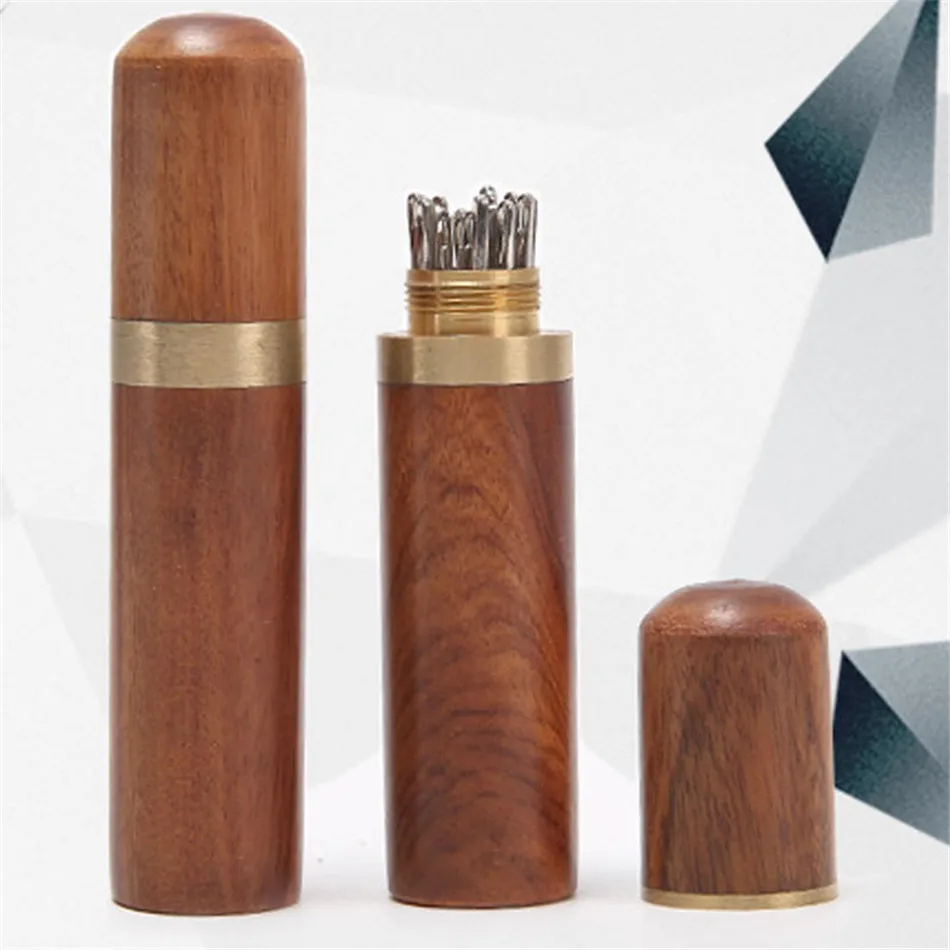 

VOGVIGO Hand Sewing Needles Embroidery Mending Housing Case Durable Practical Wood Box Leather Knitting Craft punch hand tool