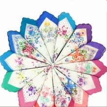 5 шт./лот SHSEJA хлопок носовой платок с принтом Дамы Цветочный платок цветной полумесяц-белый Хлопковый носовой платок ткань