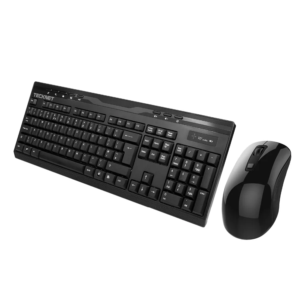 

TeckNet 2.4Ghz Full-Size Ergonomic Wireless Keyboard Mouse Combo Set for Desktop Computer with Multimedia Key UK Keyboard Layout