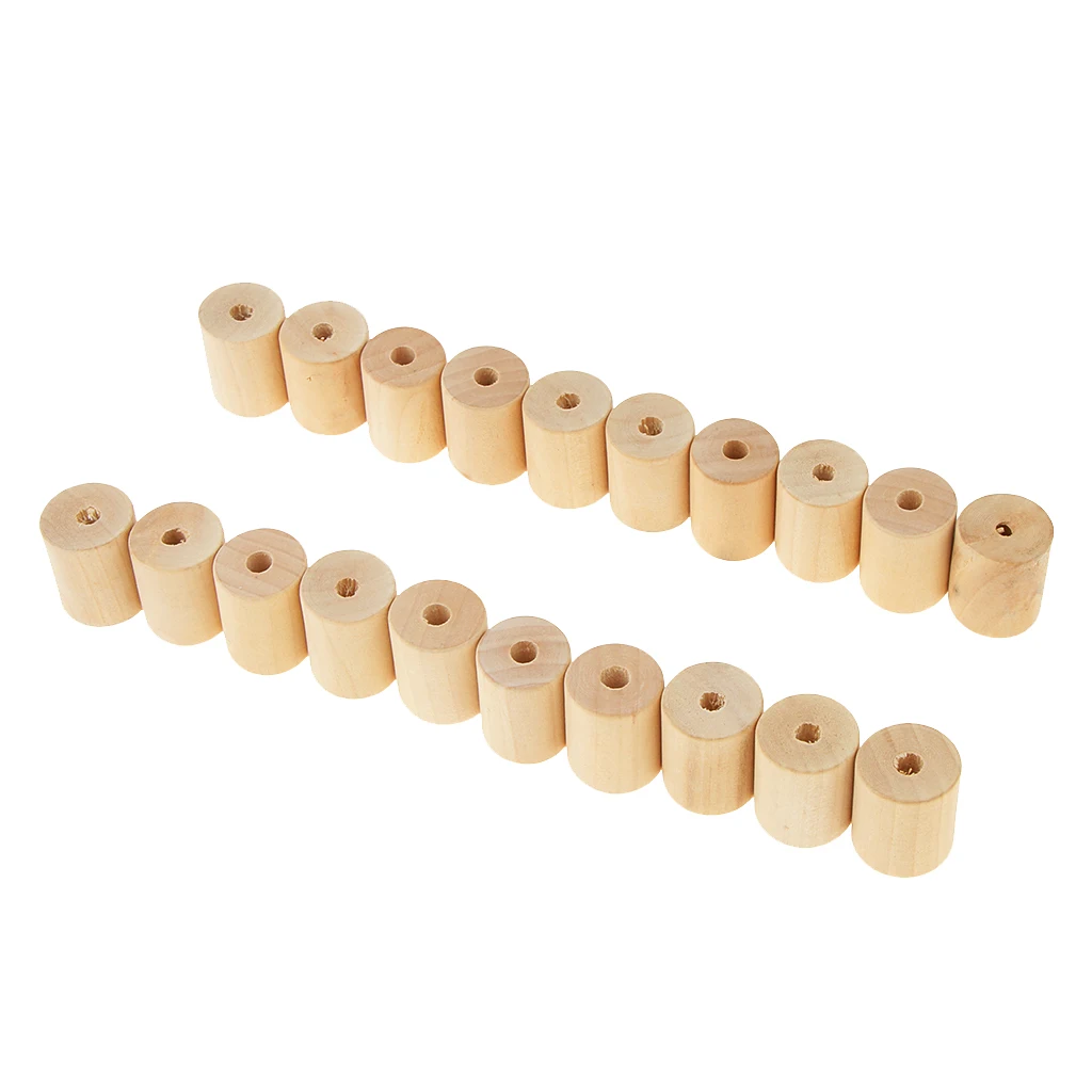 20 Pieces  Montessori Teaching Aids Material Wooden Beads Cylinder Unfinished Tube Bead DIY Crafts Toy 