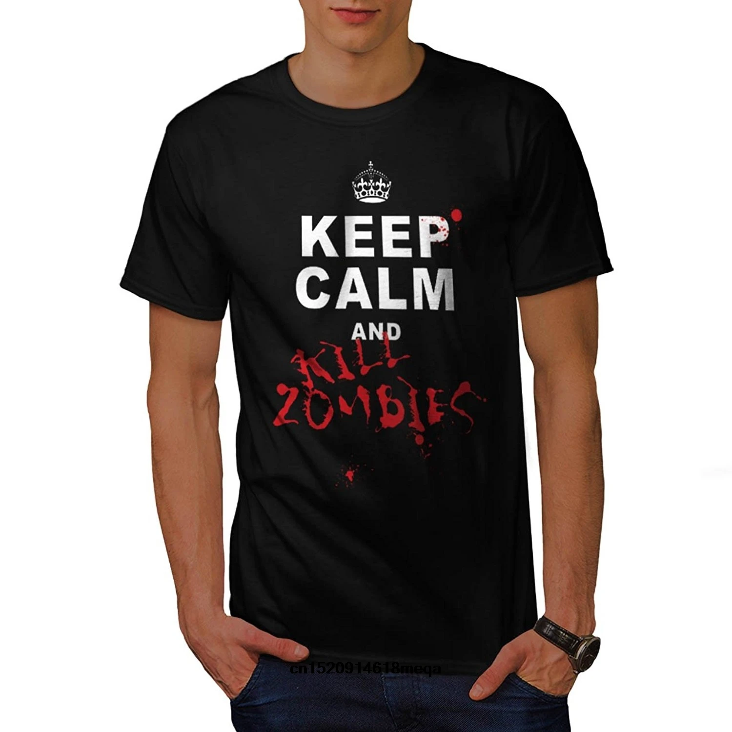 funny t shirts Keep Calm Kill Zombie Video Game Men Short Sleeve T
