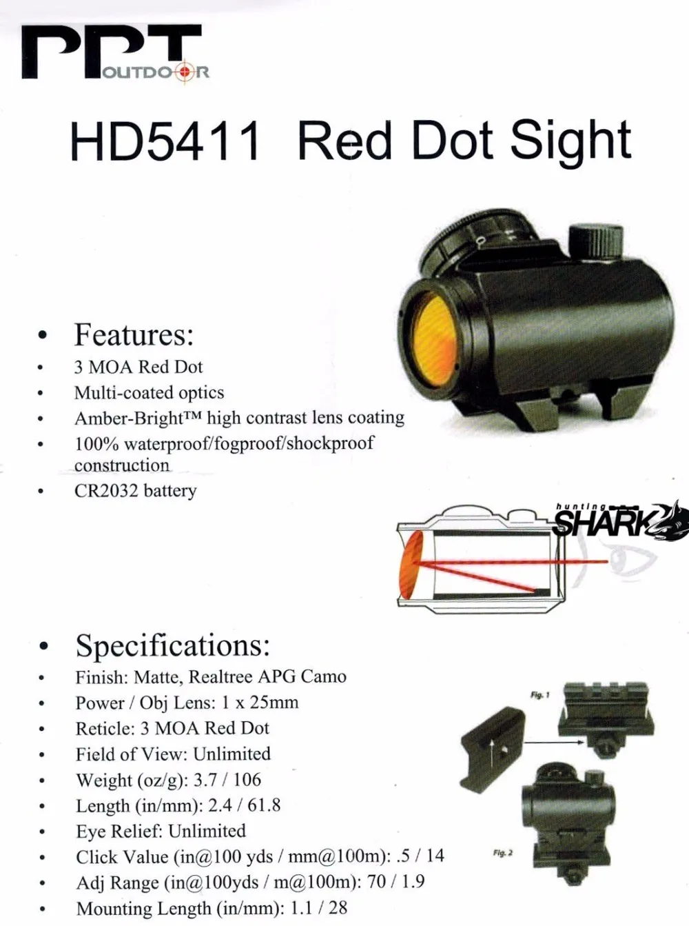 CANIS LATRANS 1x20 мм HD Reflex Sight 3 MOA Red Dot для охоты HS2-0068