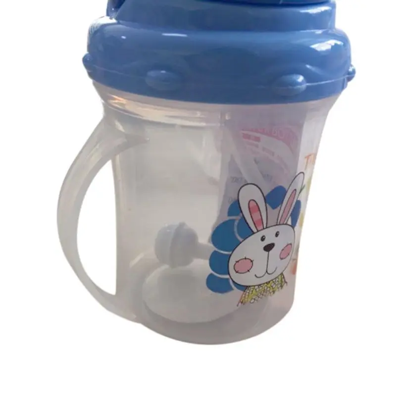 Baby Cute Bottle Newborn PP Feeding Cartoon Rabbit Straw Cup  With Handles Drinking Milk Feeding Bottle Sippy Cups For Kids Baby