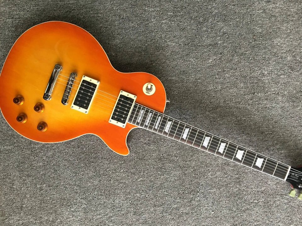 yellowburst body Electric Guitar with cream color rosewood Fretboard,Frets Binding electric guitar offer customized