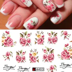 Новый 1 лист моды Роза цветочный дизайн ногтей переводные наклейки для воды наклейки наконечник украшения DIY для ногтей аксессуары