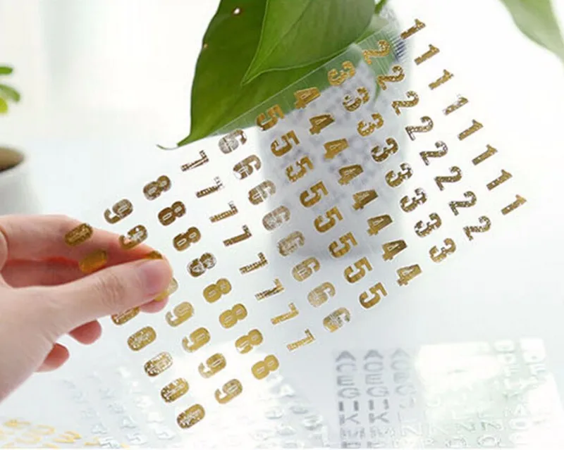 Adesivos de Ouro Folhas Número Prata Cor Adesivo Scrapbook Casa Faça Você Mesmo Decoração Artesanato Frete Grátis 10 - 8 Cheap Adesivos