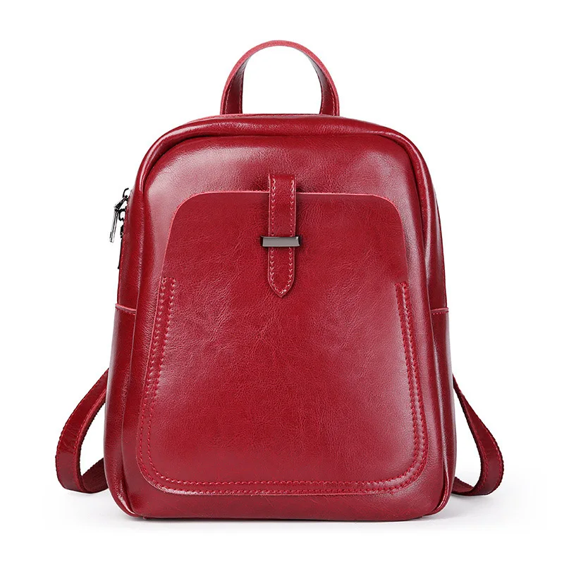 Zency натуральная кожа Модный женский рюкзак классический черный Дамская Повседневная дорожная сумка стиль преппи школьная сумка для девочки - Цвет: Red
