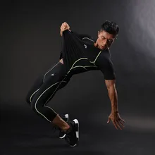 Новая спортивная Higt эластичная одежда фитнес бег беговой плотный костюм одежда для мужчин