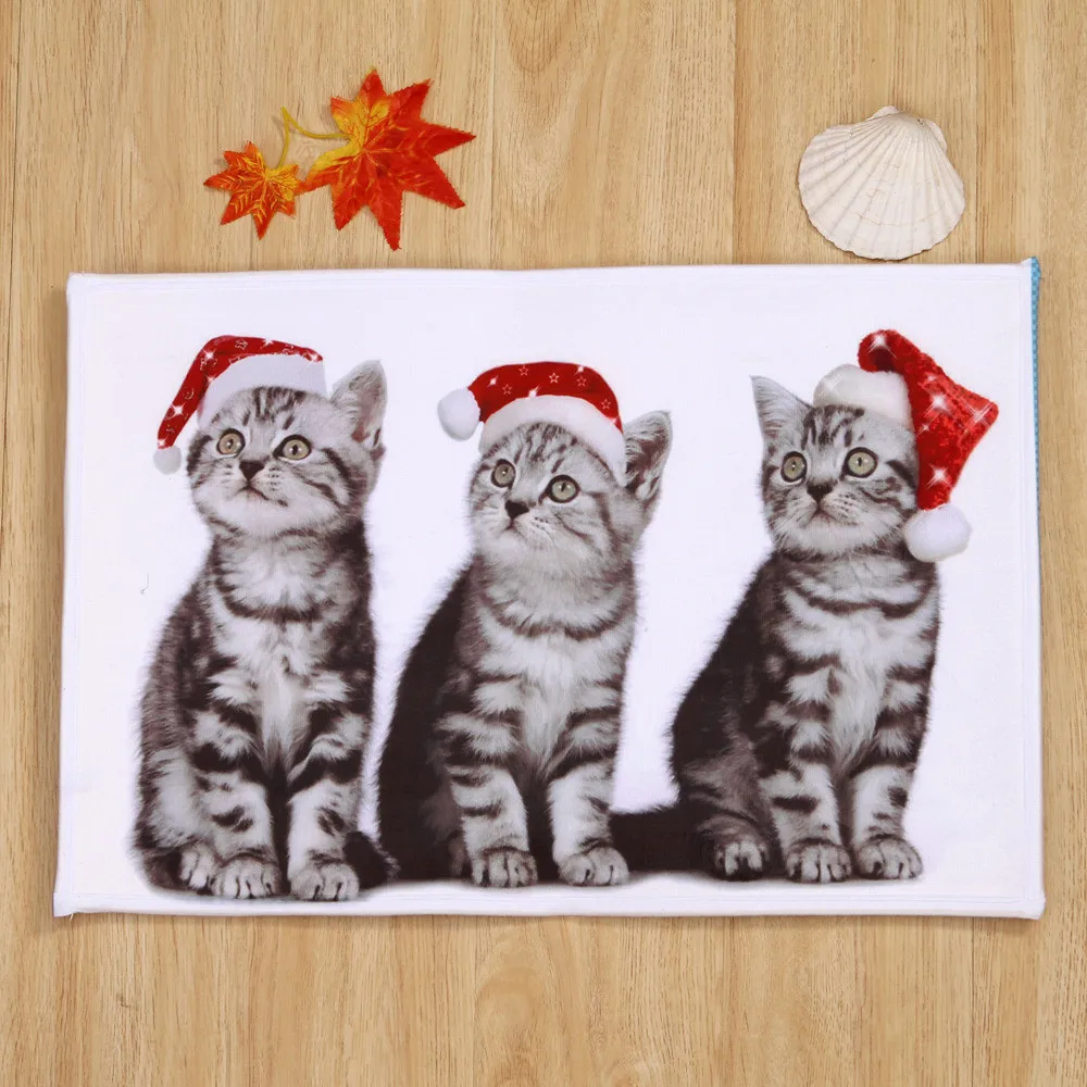 

Christmas Cute Cat Livingroom Rugs Home Essentials Door Mat Bedside Area Rug Creative Foot Mats Non-slip Floor Carpet
