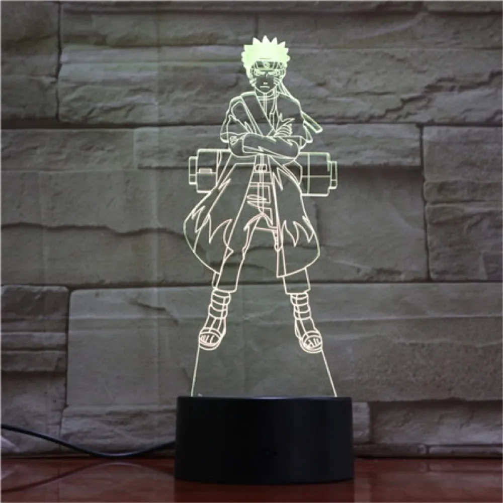 Anime Naruto Uzumaki Figure Naruto Lampara 3D LED Table Night Light Bedside Lamp Creative Color Changing Lighting Luminaria Toys