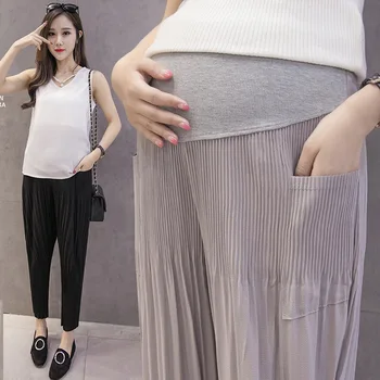 

Pleated Chiffon Pant For Pregnant Women Clothes Trousers Loose Pant Nursing Belly Legging Pregnancy Clothing Overalls Y788