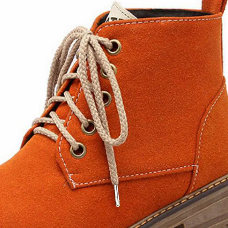1 Pair Round Fashion Casual Sports Basketbal Leather Shoes Laces Twist Round Leather Martin Boot Shoelaces High-grade Metal Head