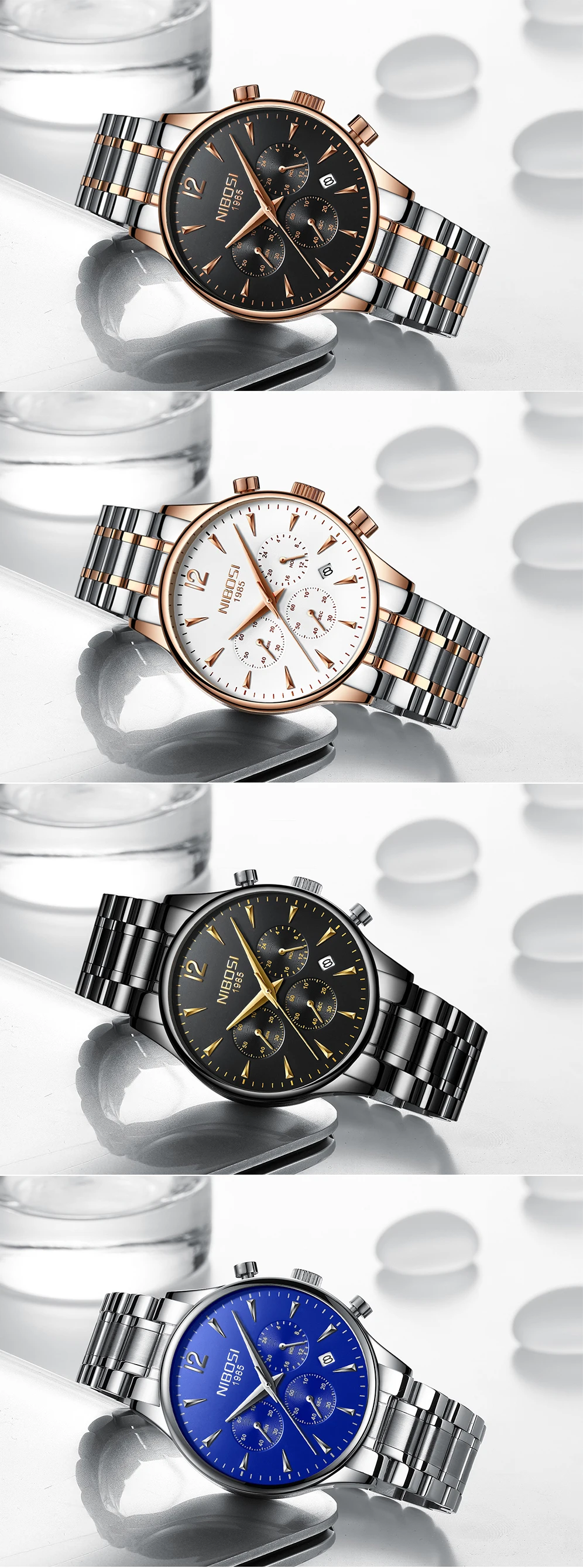 NIBOSI, мужские часы, золотые, нержавеющая сталь, водонепроницаемые, кварцевые часы, мужские брендовые роскошные часы, мужские спортивные наручные часы,, Saat