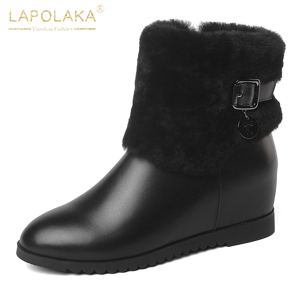 

Lapolaka New New Fashion Cow Leather plus Size 34-41 Wholesale Zip Up Ankle Boots women's Shoes Woman Boots Female