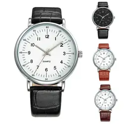 Новая мода для мужчин женщин кварцевые часы из искусственной кожи Бизнес часы наручные простой подарки LL @ 17
