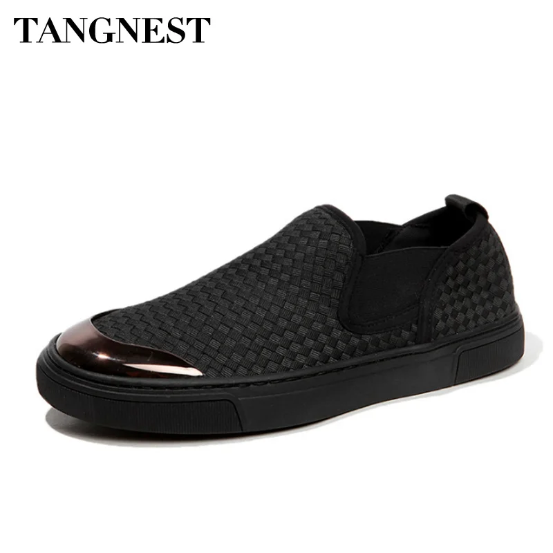 

Tangnest New Men Canvas Shoes Spring Summer Breathable Woven Shoes Comfortable Loafers Lazy Men Casual Flats XMR2822