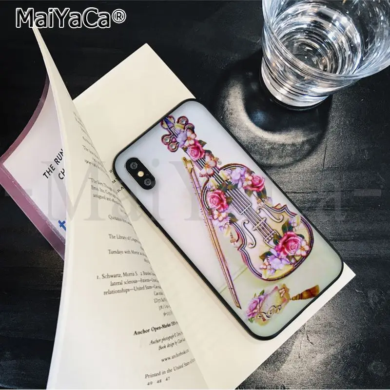 MaiYaCa آلة موسيقية الكمان لينة المطاط الأسود جراب هاتف ل أبل فون 8 7 6 6 S زائد X XS ماكس 5 5 S SE XR الهواتف المحمولة