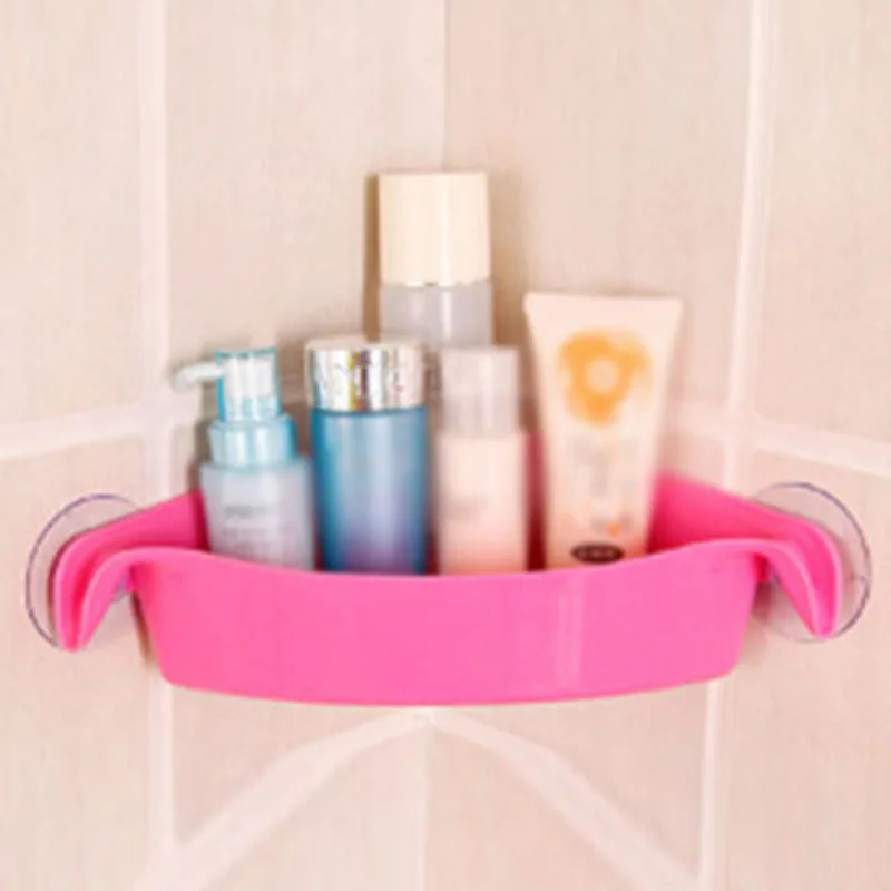 

Suction Cup Bathroom Corner Storage Rack Kitchen Shelf Shower Organization Pink/Green/Blue/White