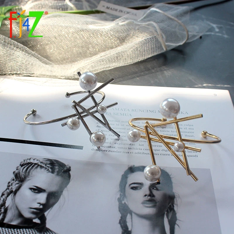 F. J4Z модный браслет для женщин великолепный дизайн палочки имитация жемчуга манжеты браслеты