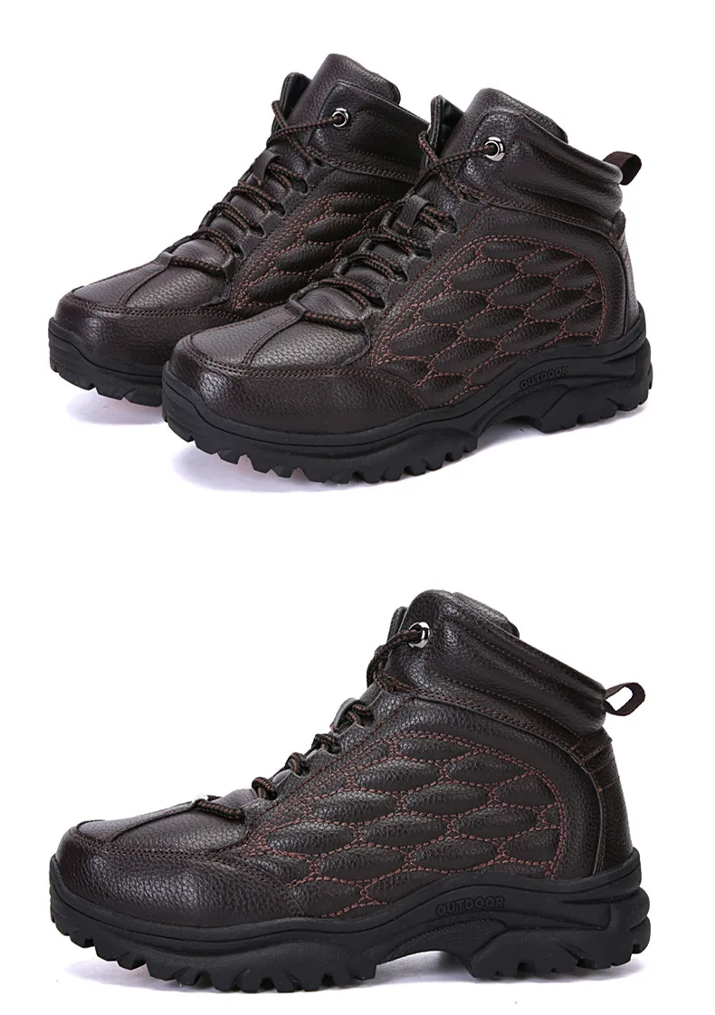 JKPUDUN/очень теплые зимние мужские ботинки; зимние ботинки из натуральной кожи; Мужская зимняя Рабочая обувь; мужские ботильоны на меху в стиле милитари; Botas