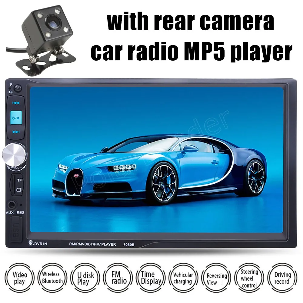 Автомагнитола 2DIN с камерой 7 дюймов mp5 плеер стерео FM USB TF сенсорный экран Bluetooth