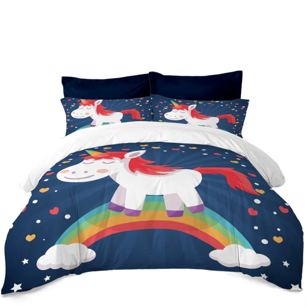 blue unicorn bedding