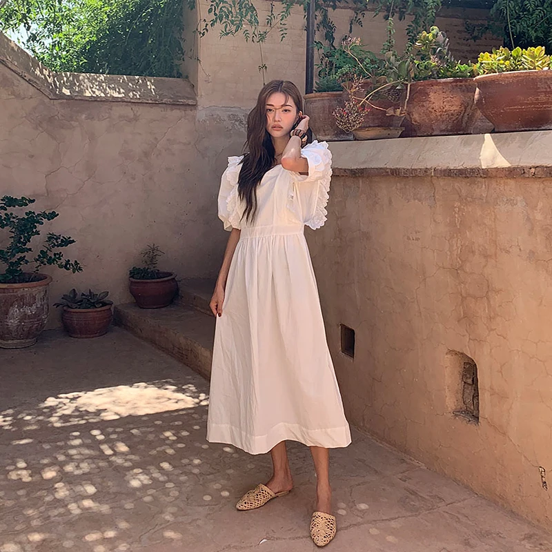 

Oversize New Cotton Plus size Elegant Summer Dress Girls Boho Female Vintage Dress Women Short Sleeve Women Dresses Robe Vestido