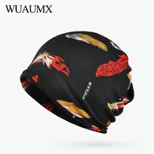 Wuaumx Fall Winter Skullies Beanies Hats Women Feather Pattern Baggy Ski Beanie Plus Velvet Ring Scarf Hip-Hop casquette femme outdoor plaid velvet baggy beanie