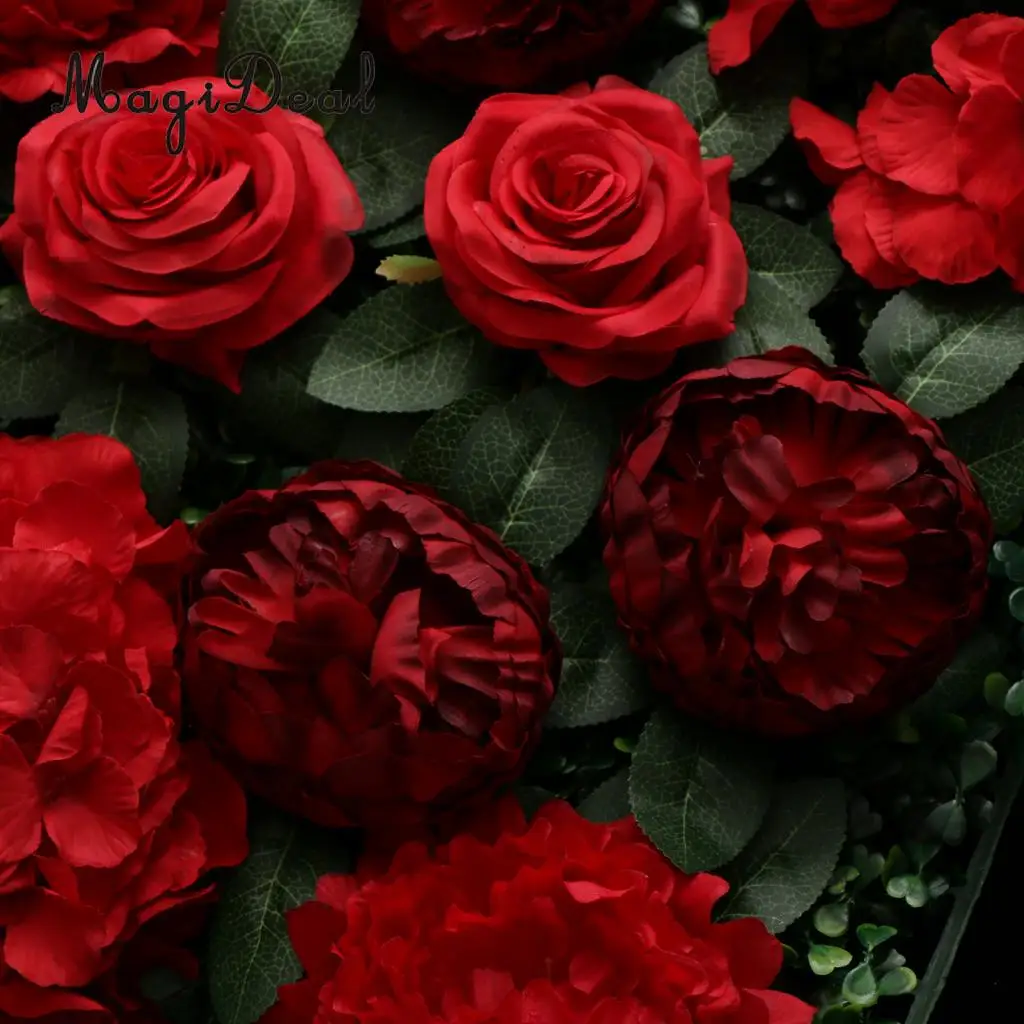 Artificial Rose Peony Hydrangea Flower Wall Panels Backdrop Blue