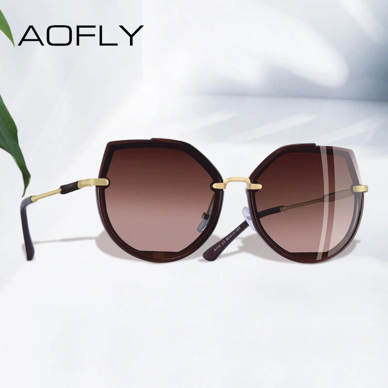 

AOFLY BRAND DESIGN 2019 Fashion Polarized Sunglasses Women Vintage Cat Eye Sunglasses Female Shades Women's Glasses UV400 A115