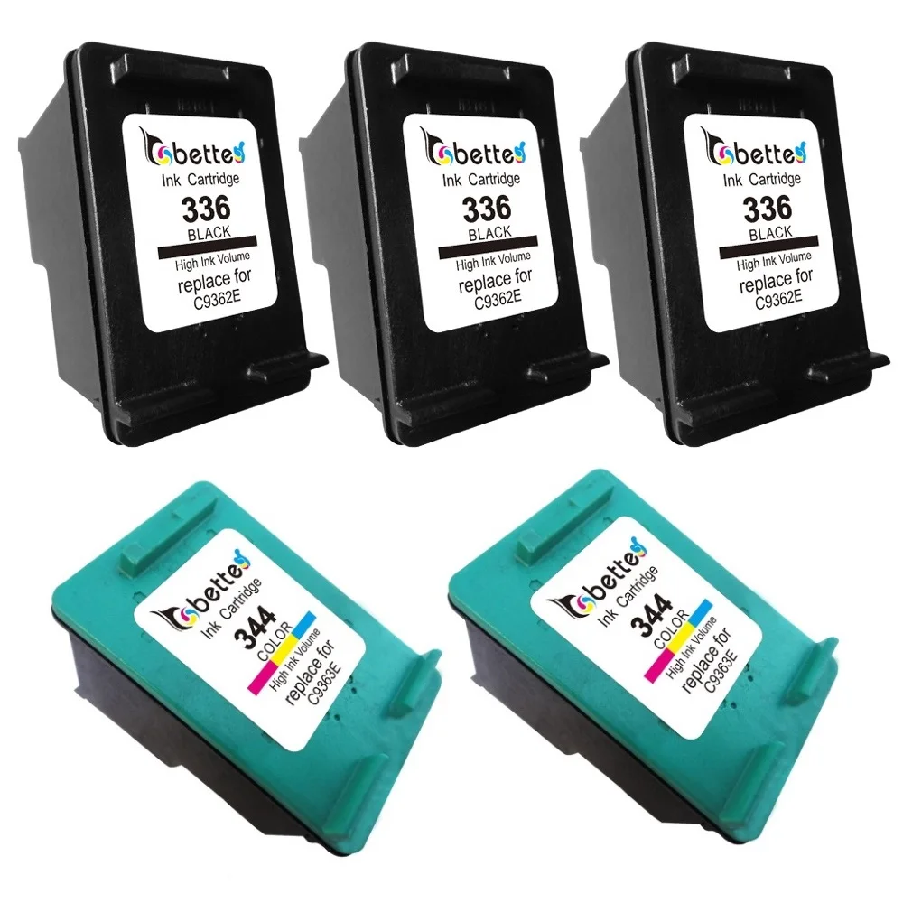 5PK, BETTE Ink Cartridges Replacement for HP 336 344 hp336 hp344