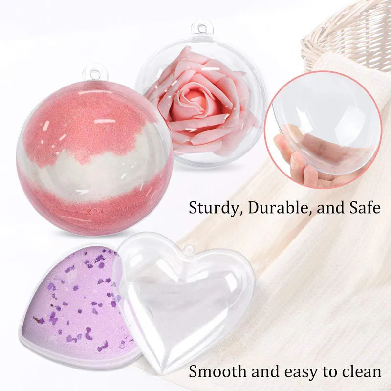 25 PCS Clear Plastic Ball Star Heart DIY Fillable Christmas Ornament Craft Gift