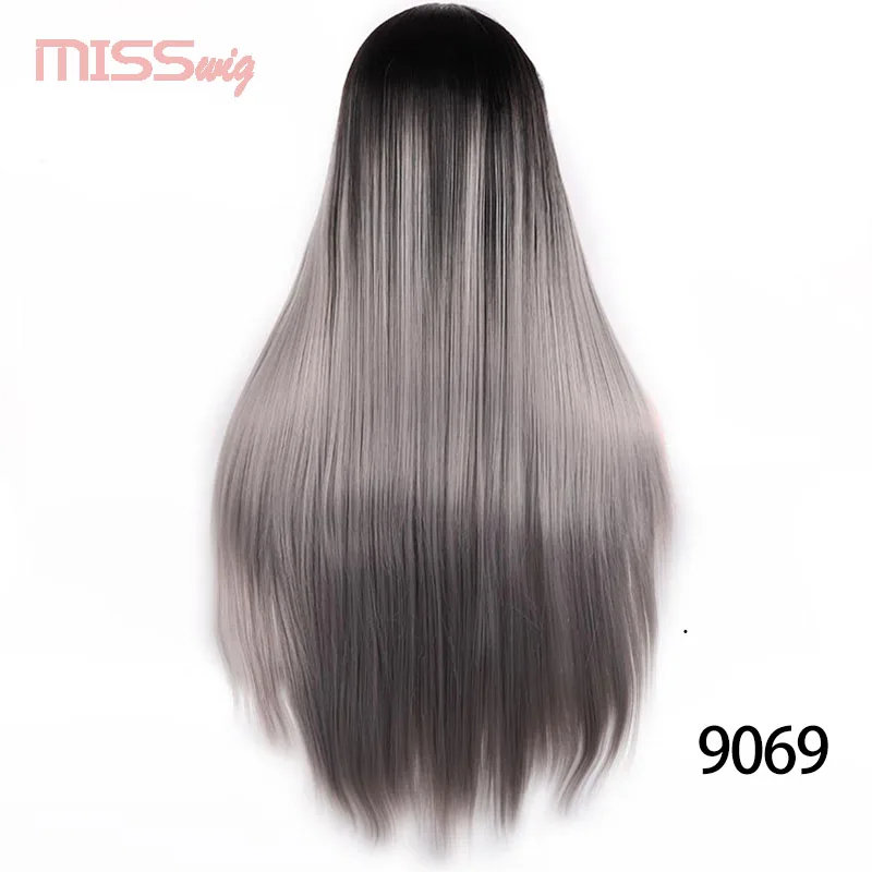 Miss wig синтетические волосы длинные прямые 60 см 300 г черные оранжевые красные парики на голову для женщин наращивание волос высокотемпературное волокно - Цвет: T1B/613