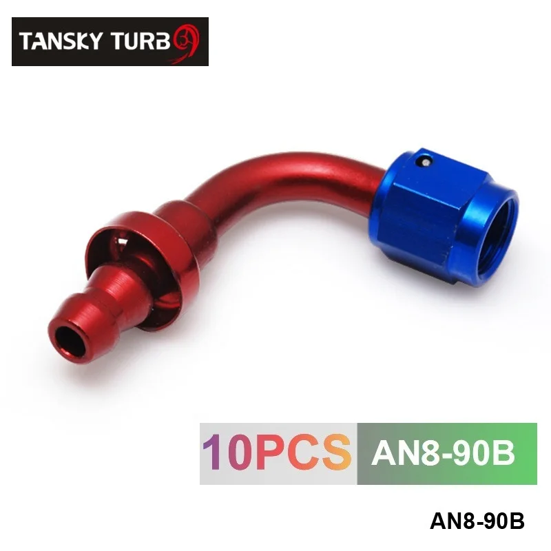 10pcs /set 90Degree -AN8 Aluminum Oil cooler Hose Fitting 8 AN Fuel Push-On End fittings Adaptor AN8-90B | Автомобили и мотоциклы