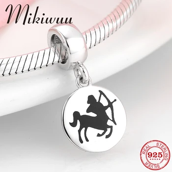 

925 Sterling Silver 12 Constellation Sagittarius fine Pendants beads Jewelry making Fit Original Mikiwuu Charm Bracelet