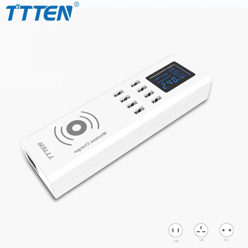 TTTEN QI Беспроводной USB Зарядное устройство 8 мобильного телефона s Smart светодиодный