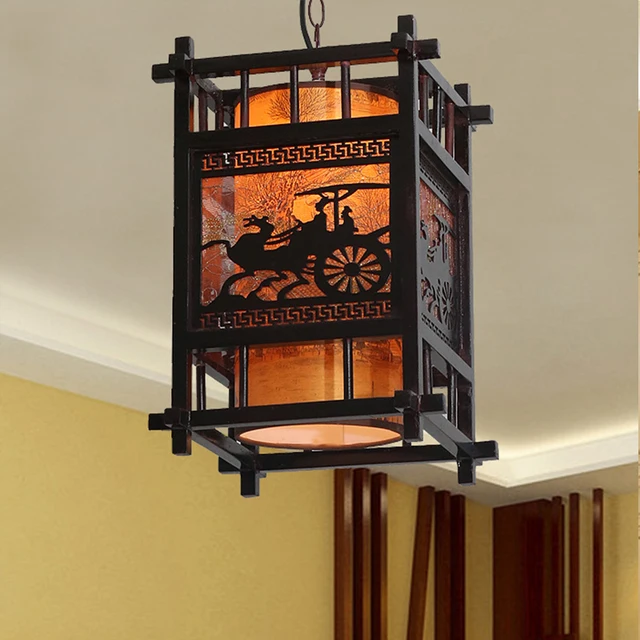 HGhomeart Chinese Style Antique Lamp Single Head Chandeliers HGhomeart Chinese style antique lamp single-head chandeliers restaurant creative Wooden carvings chandelier Led aisle - HGhomeart Chinese Style Antique Lamp Single Head Chandeliers