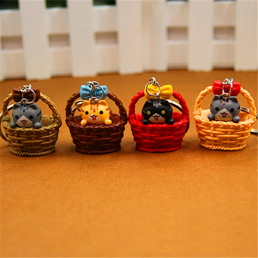 

20pc/lot Cartoon Basket Cat resin key chain /Lovely gift key chain/key button/party Favors gift/children gift
