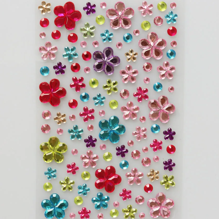 3D Кристальный жемчуг цветок наклейка s на ноутбук мобильный телефон Алмаз DIY дети наклейки игрушки для детей творческие подарки - Цвет: Plum blossom A