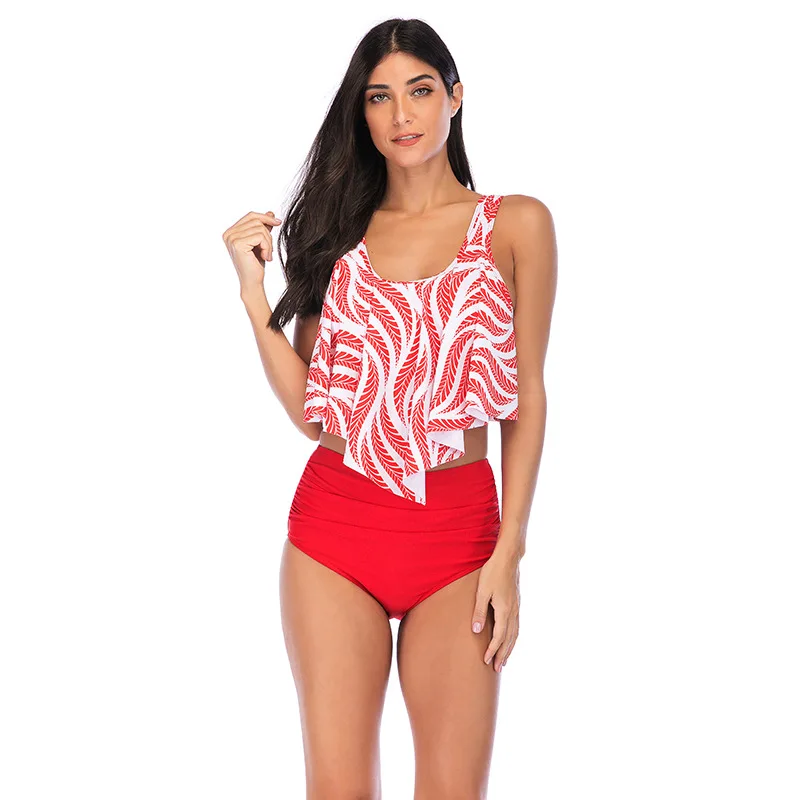

Swimming Suit Women Swimwear Beach Pool Sexy Ruffles Tops Split Swimsuit Sweet Cute Hot Bikinis Suits Fancy Conservative Bikini