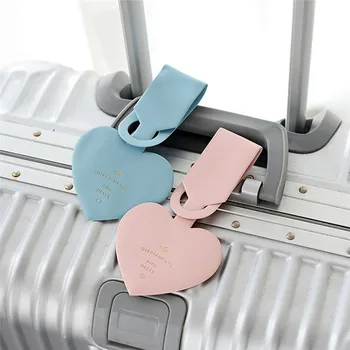 

1Pcs Creative Love Heart Shapes Leather ID Address Holder Baggage Boarding Portable Label Luggage Tag Travel Accessories