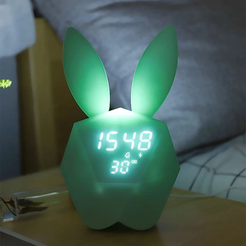 Modern Rabbit Shaped Alarm Clock Multifunction Table Clocks Home