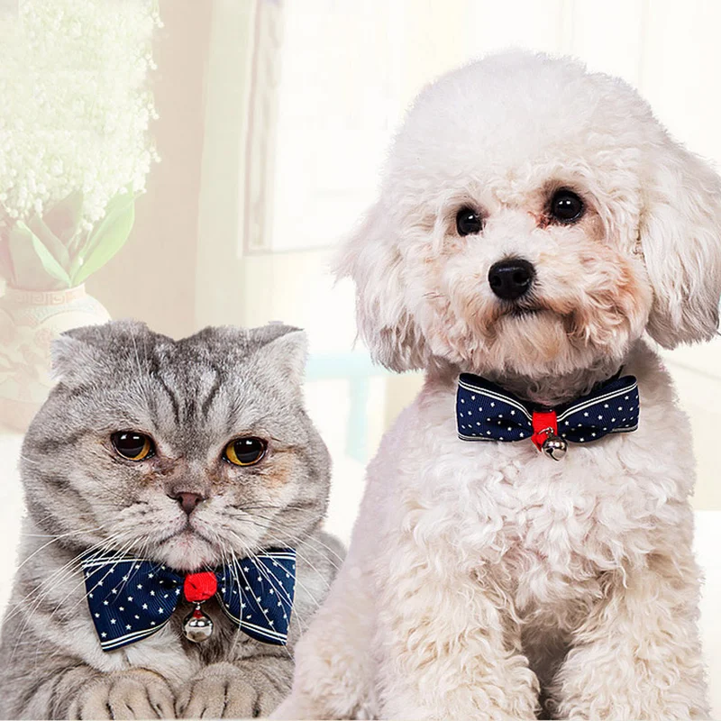 

Dog Cat Pet Tie with Bell, Adjustable Necklace Dogs Accessories Puppy Bow Ties Pet Product Supplies Pet Grooming Festival Decor