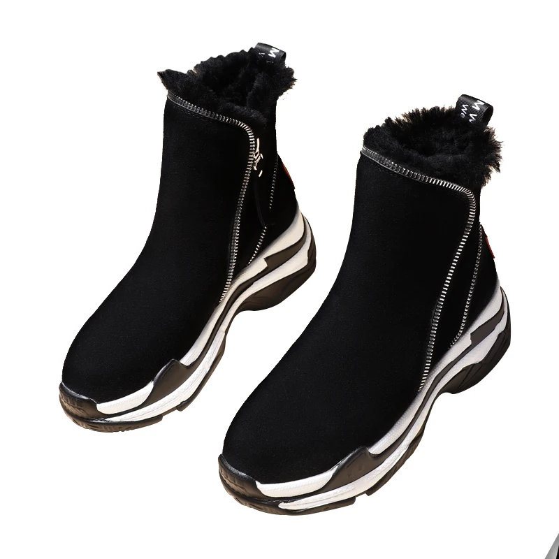 

Snow boots Female 2018 New velvet thick bottom short tube thickened warm skinny boots female cotton shoes tide