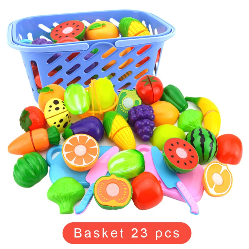 

8-24PCS Children Kitchen Toy cooking tableware Plastic Fruit Vegetable food Cutting Play House Education Toys Sets Gift