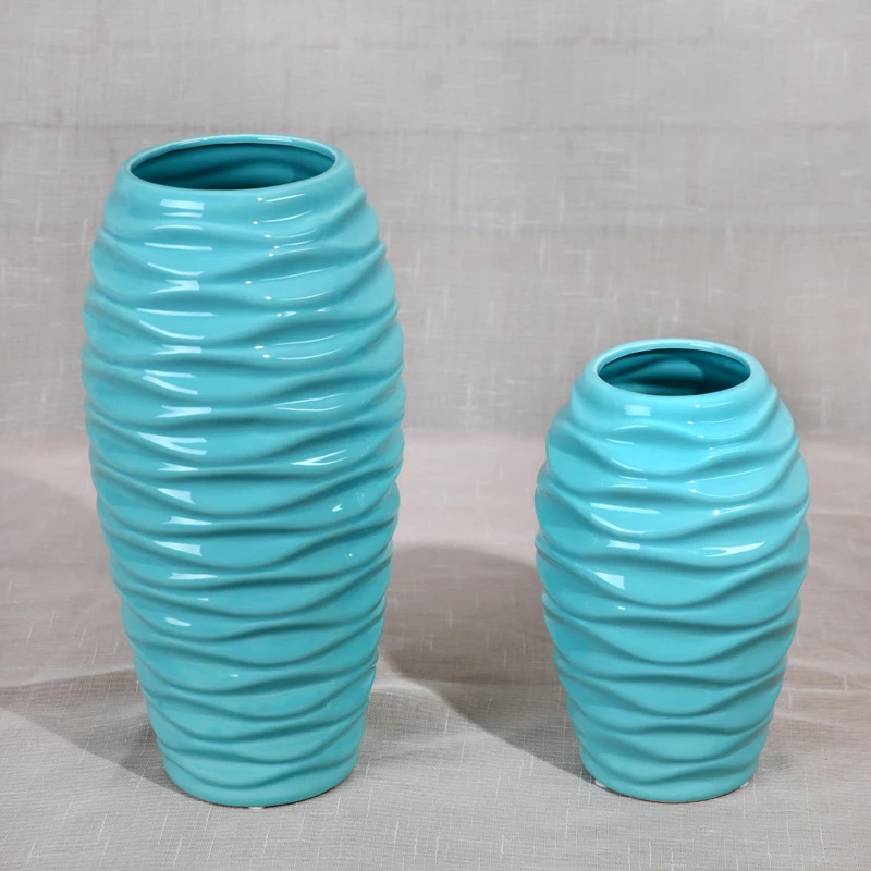 cylindrical ripple ceramic vase decoration room decoration floor flower